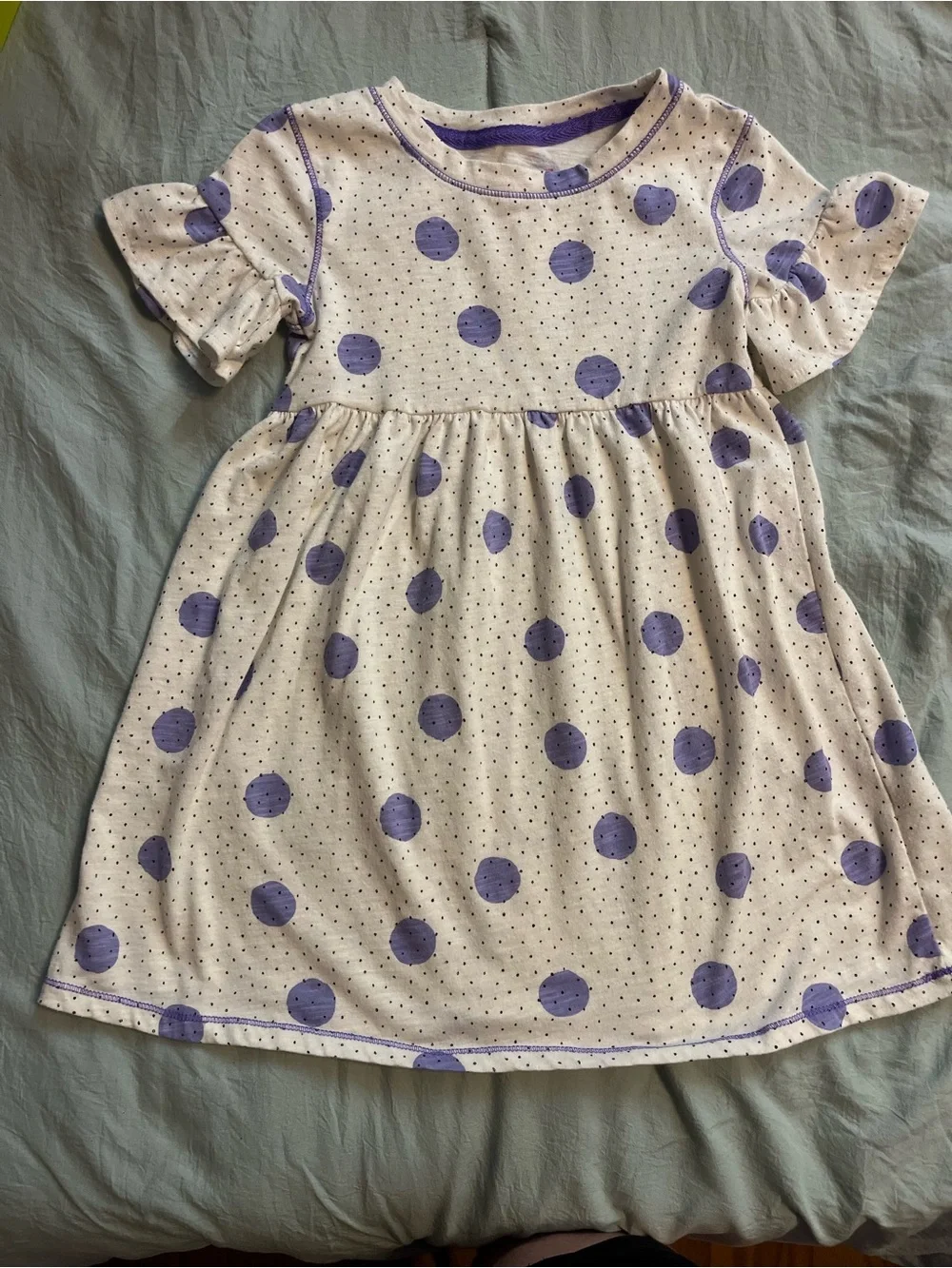 Cat & Jack Cream Dress with Purple Polka Dots